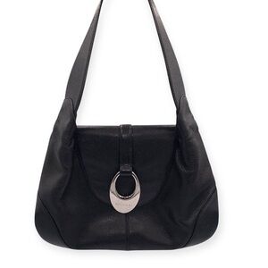 Vintage Bvlgari Catherine Black Pebbled Leather Shoulder Bag